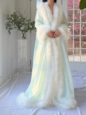 1960s Satin Feather Dressing Gown - OSFM