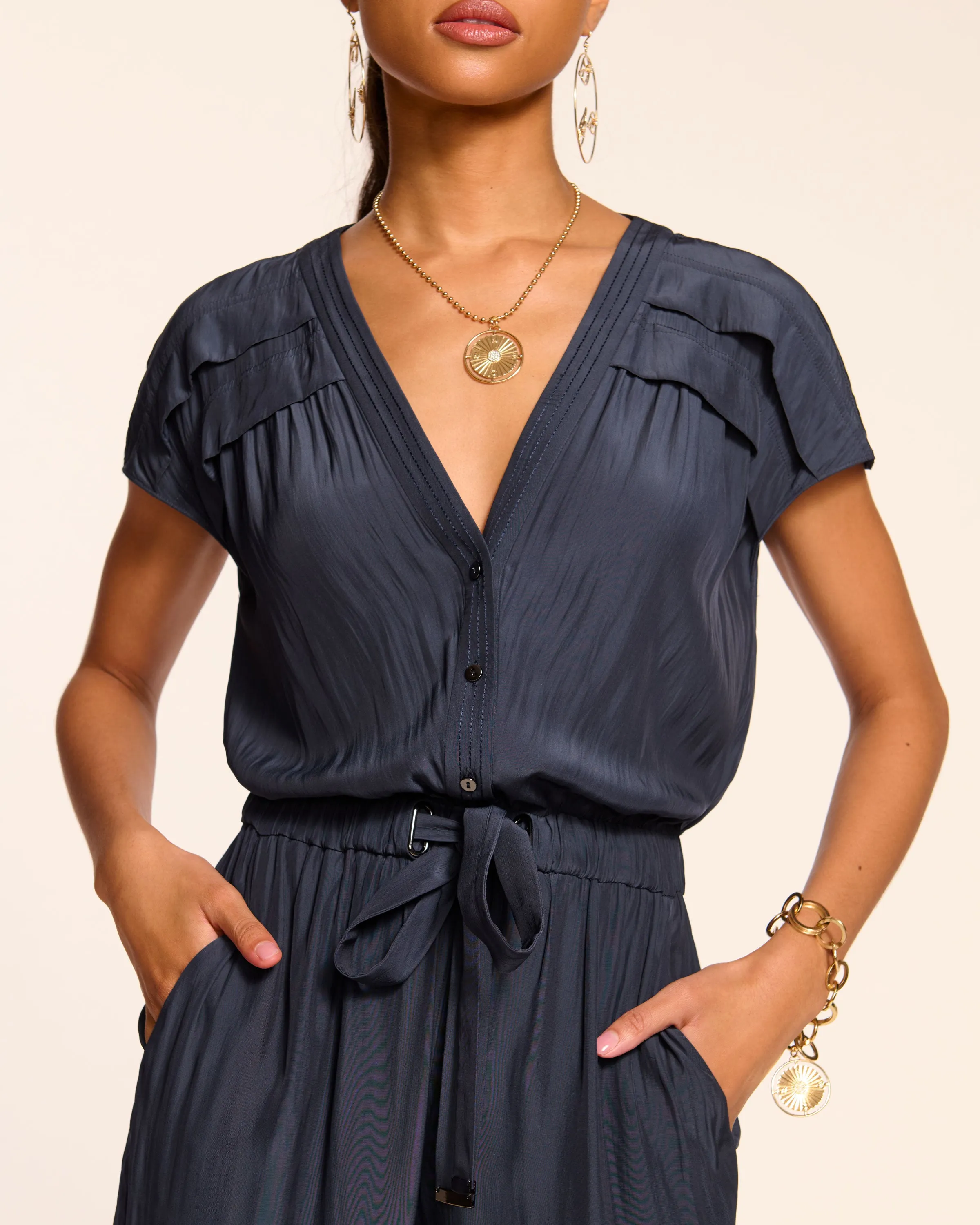 Aletha Belted V-Neck Jumpsuit