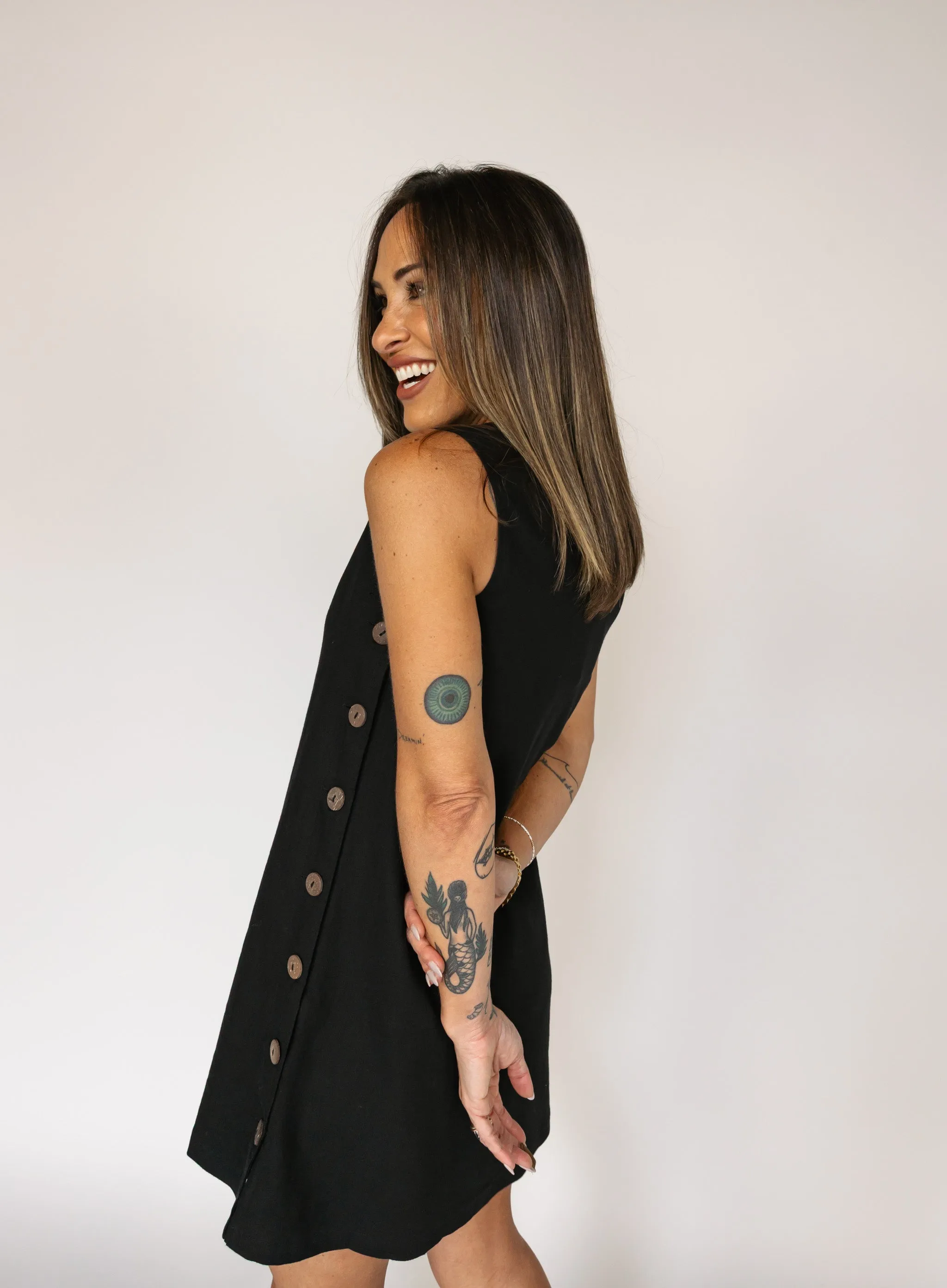 Alina Side Button Mini Dress