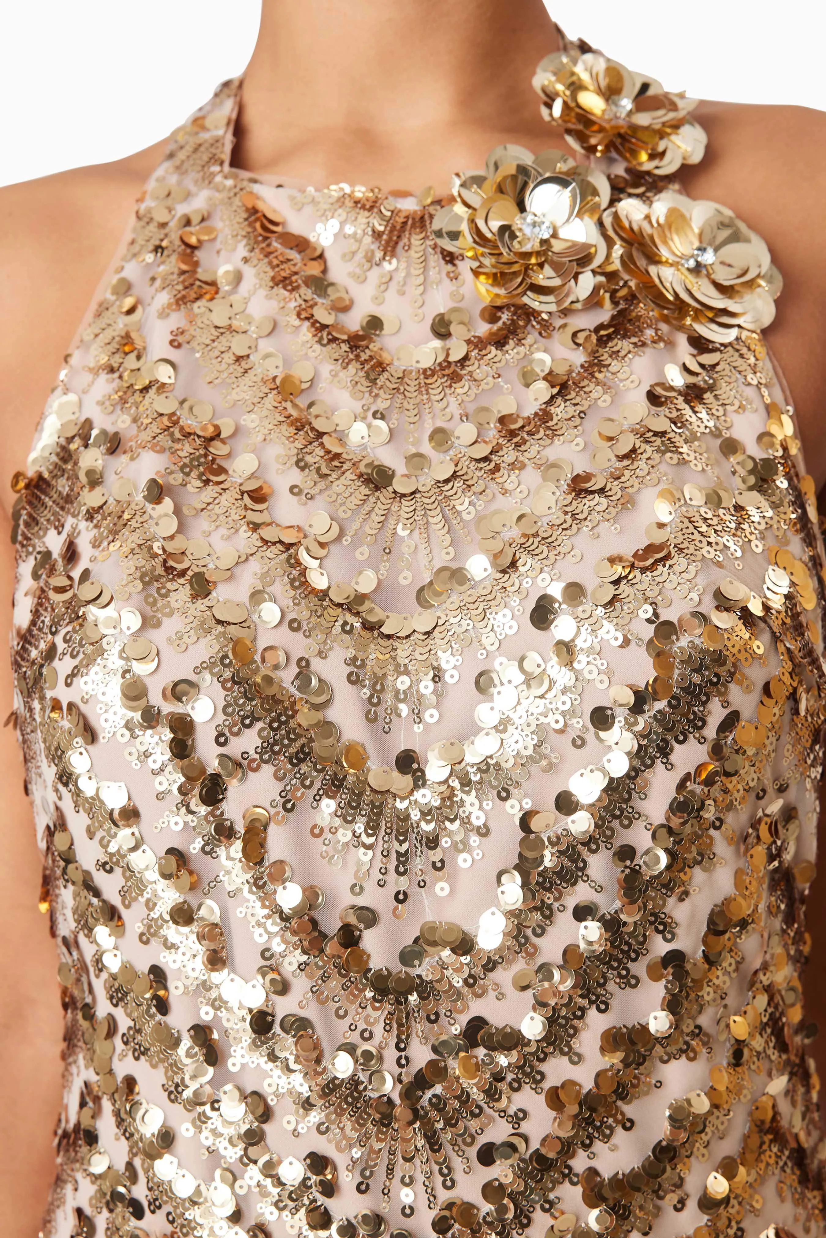 Alisha Sequin Party Mini Dress in Gold
