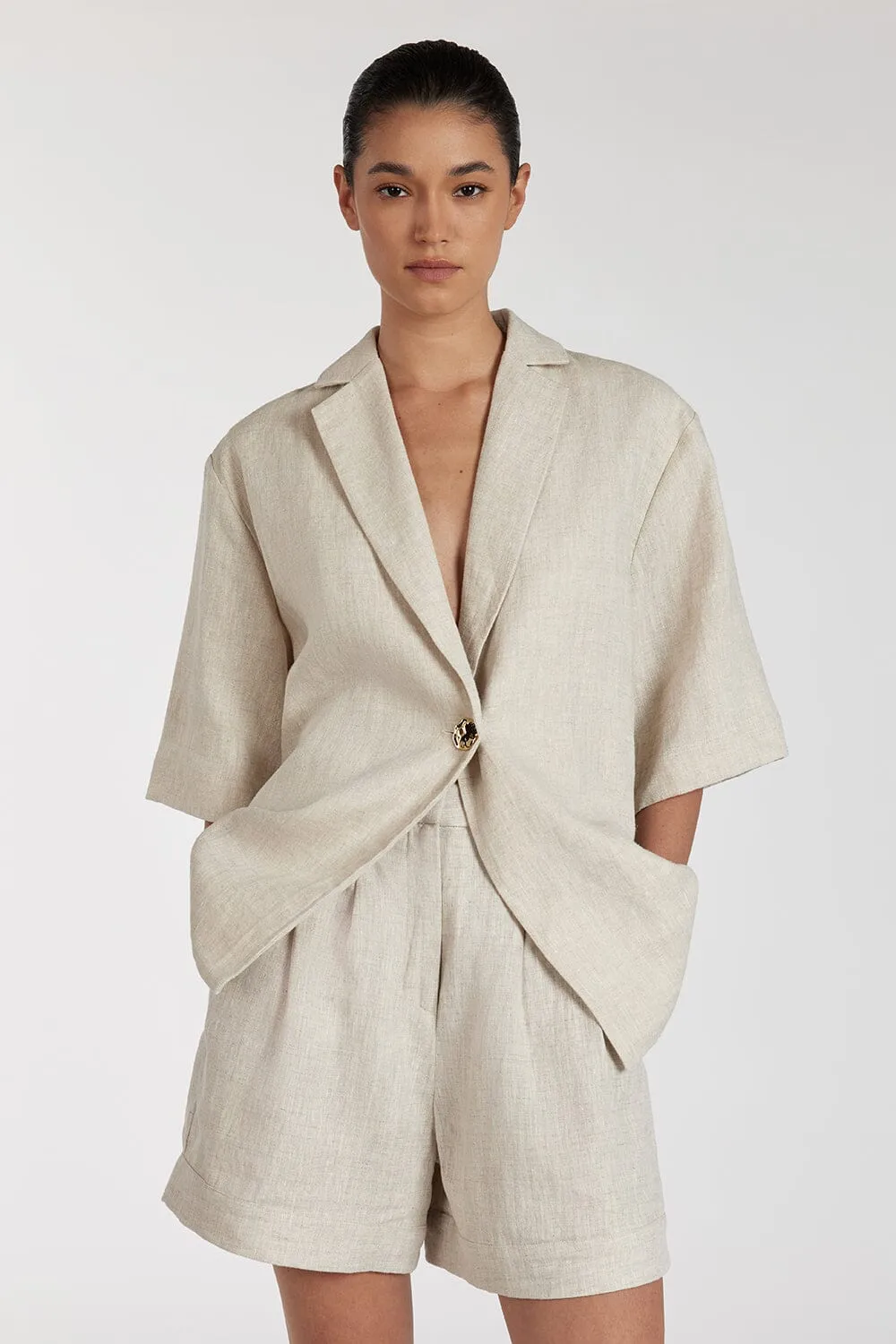 ALONDRA NATURAL LINEN SHORT