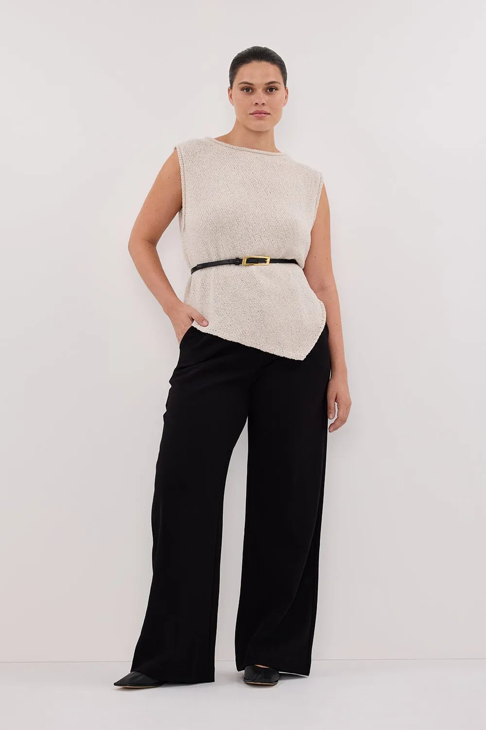 ALTHEA STONE ASYM KNIT TOP
