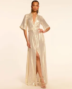 Andi Metallic Silk Short Sleeve Gown