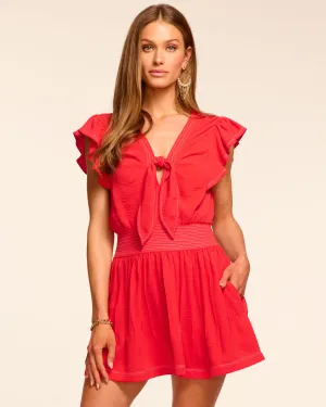 Araceli Flutter Sleeve Smocked Mini Dress