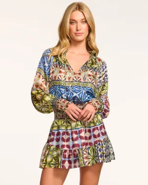 Ashalina Silk Long Sleeve Mini Dress