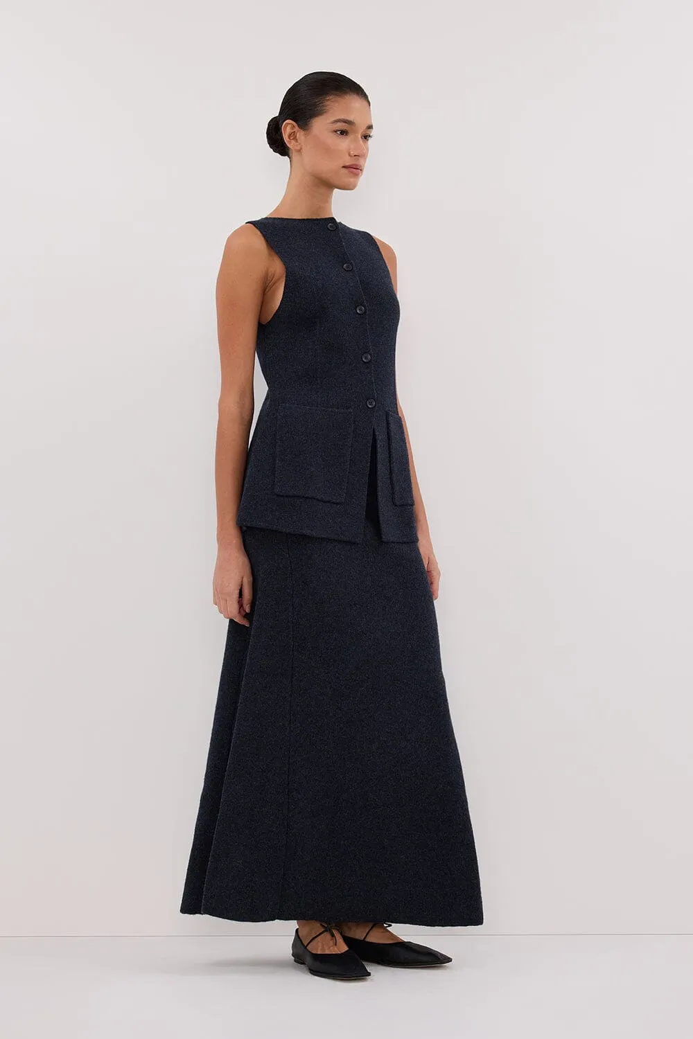 AVA INK LONGLINE KNIT VEST 
