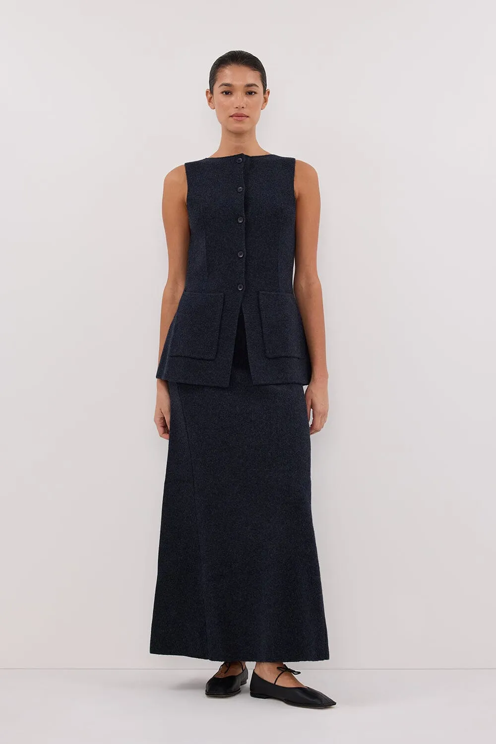 AVA INK LONGLINE KNIT VEST 