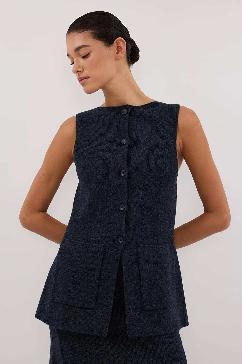 AVA INK LONGLINE KNIT VEST 