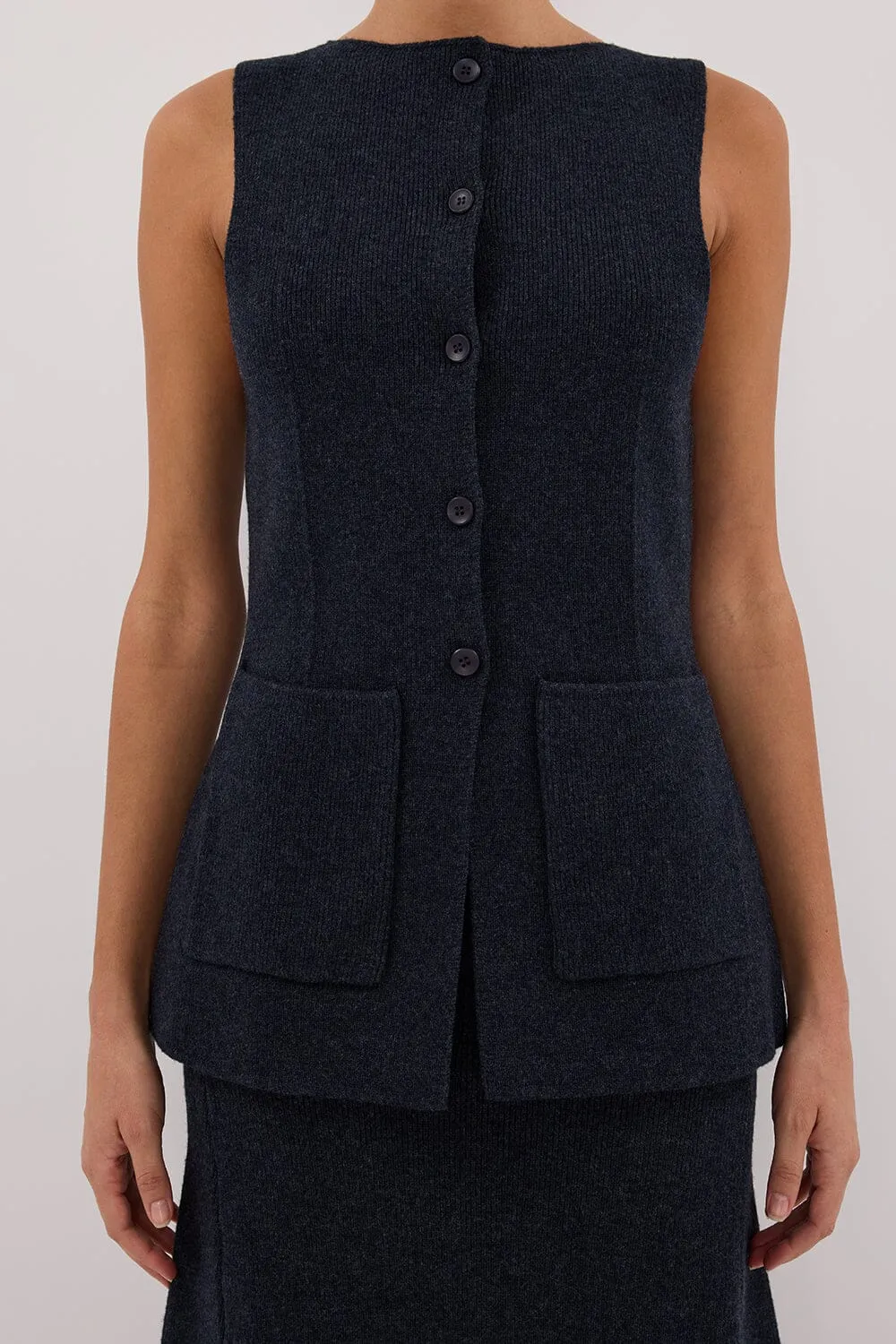AVA INK LONGLINE KNIT VEST 