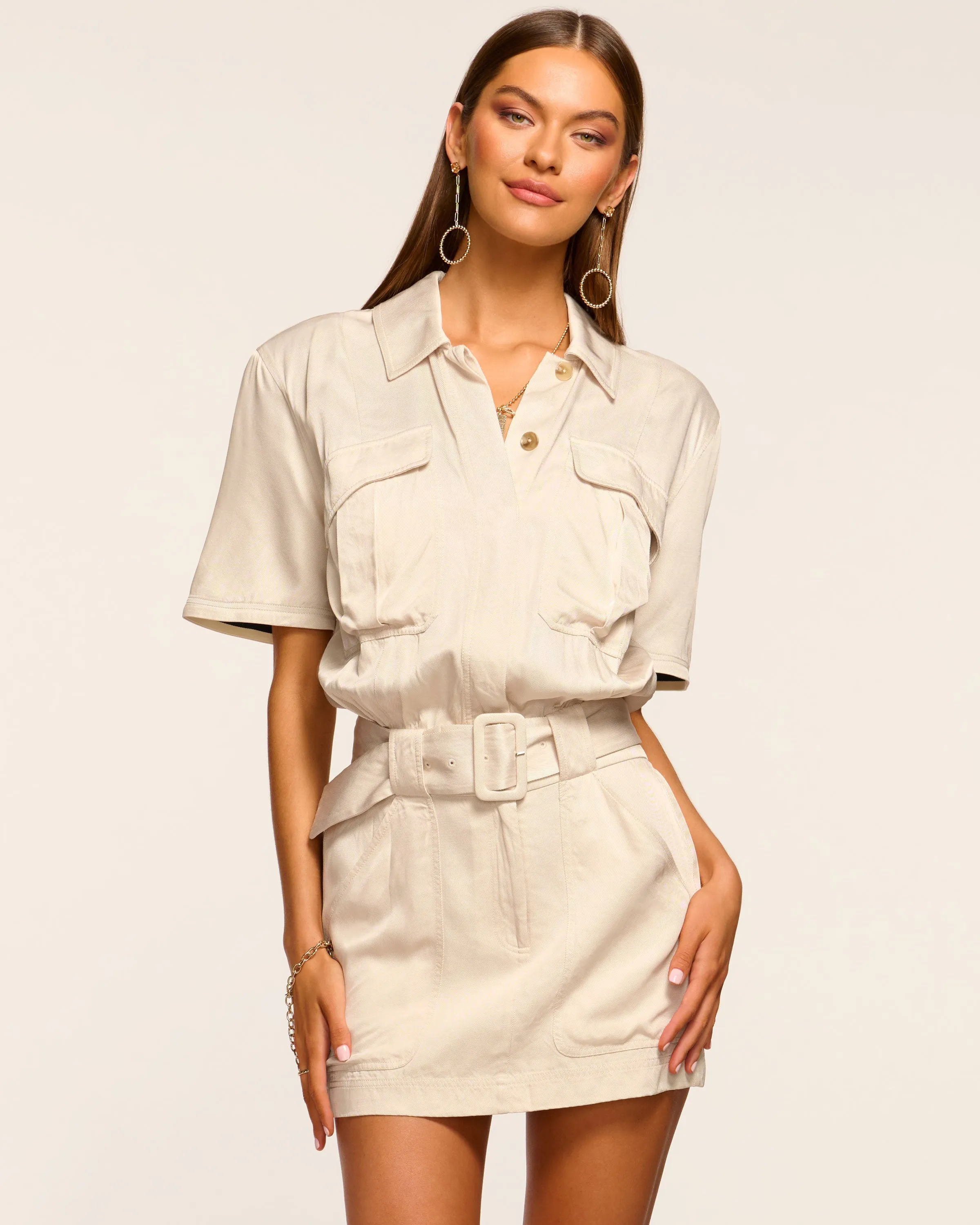 Avery Belted Short Sleeve Mini Dress