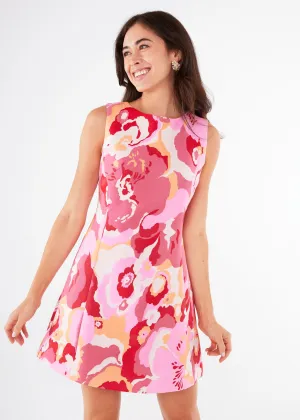 Avery Dress Pink Retro Jacquard