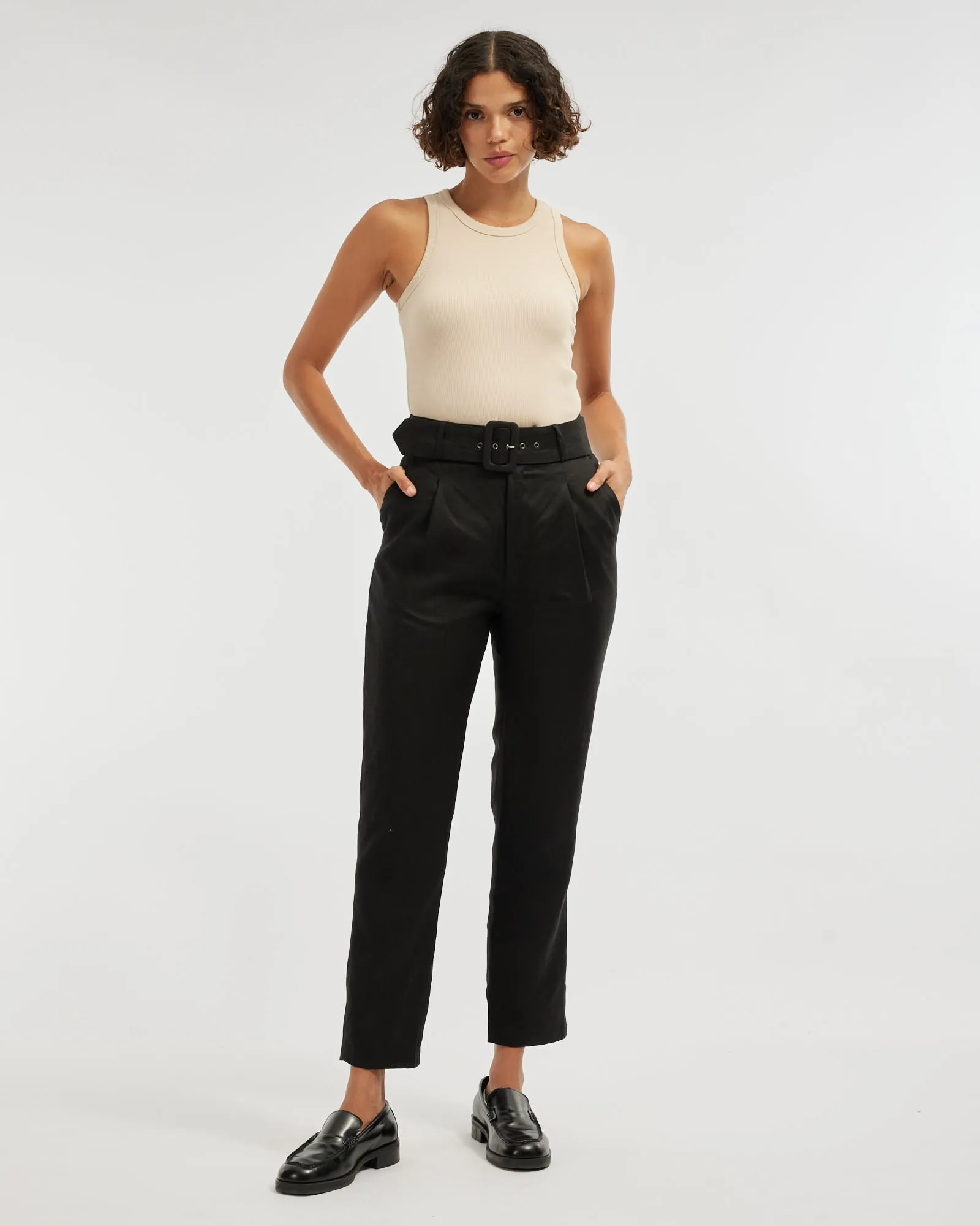 Azure Linen Pant - Black