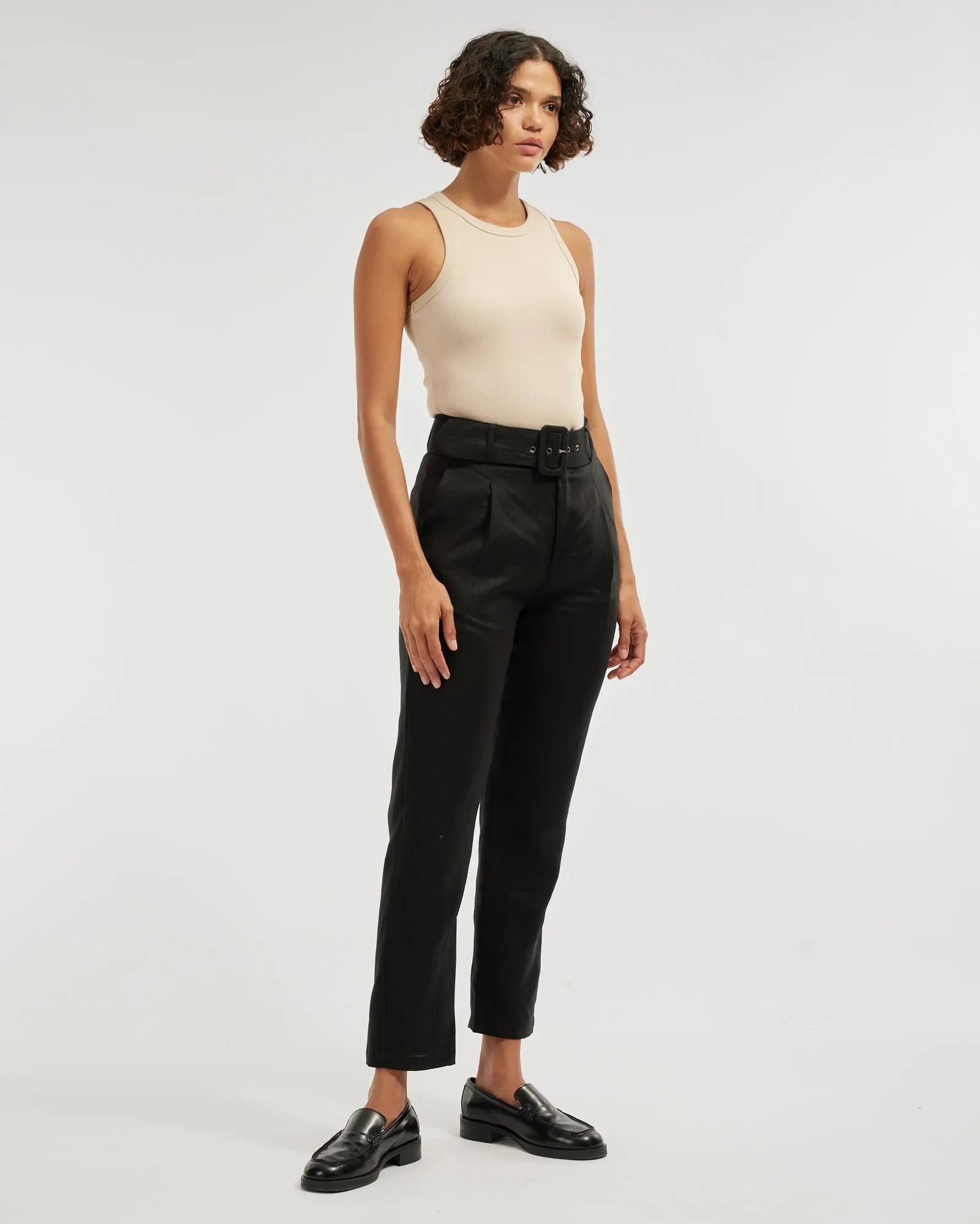Azure Linen Pant - Black