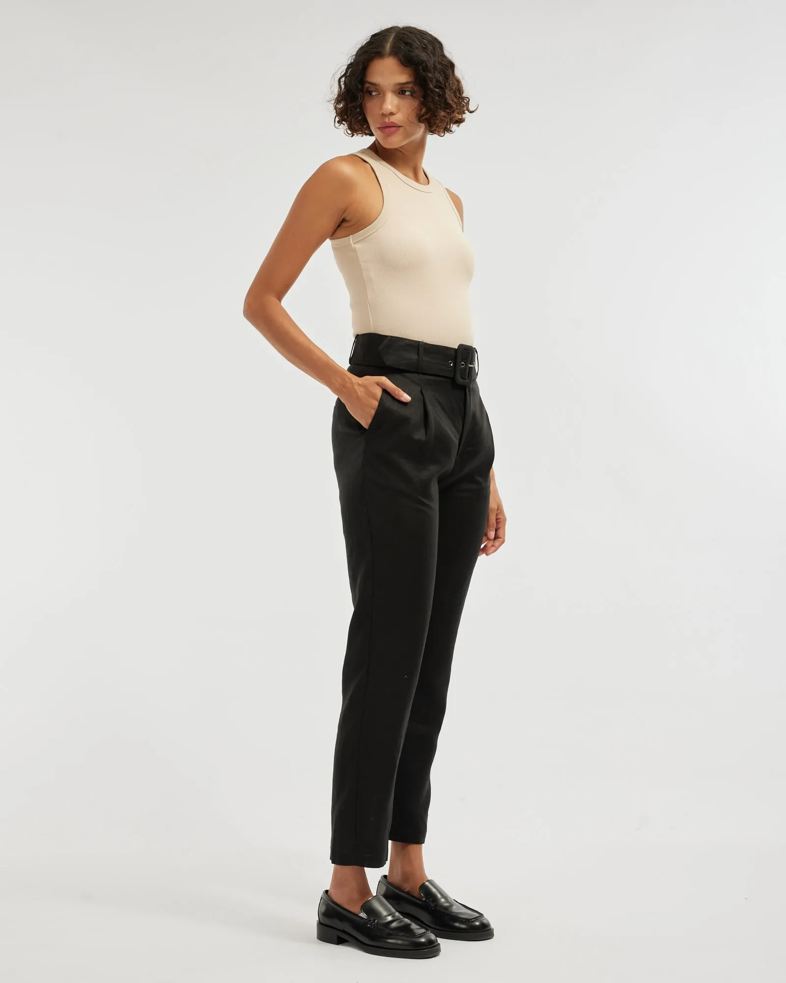 Azure Linen Pant - Black