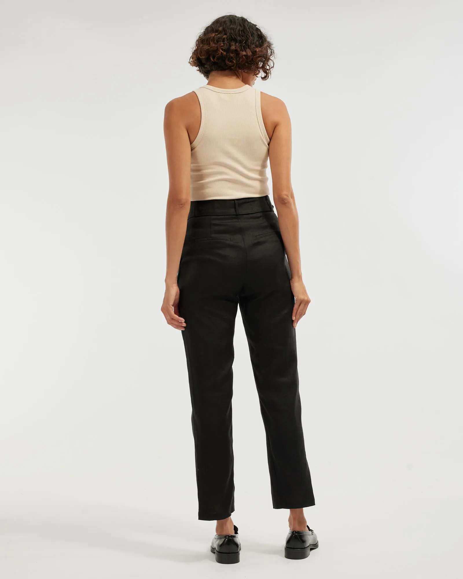 Azure Linen Pant - Black