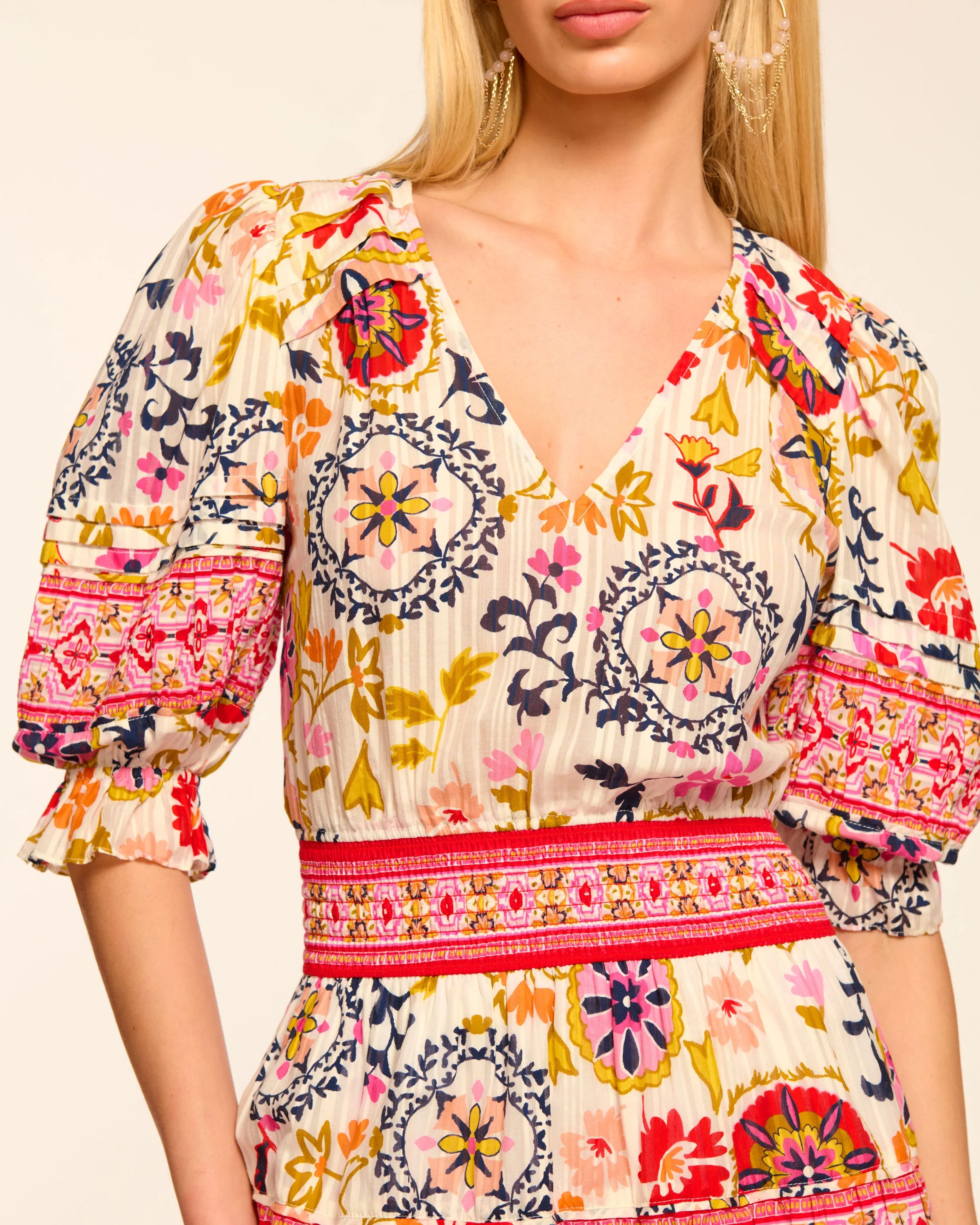 Barbara Short Sleeve Smocked Mini Dress