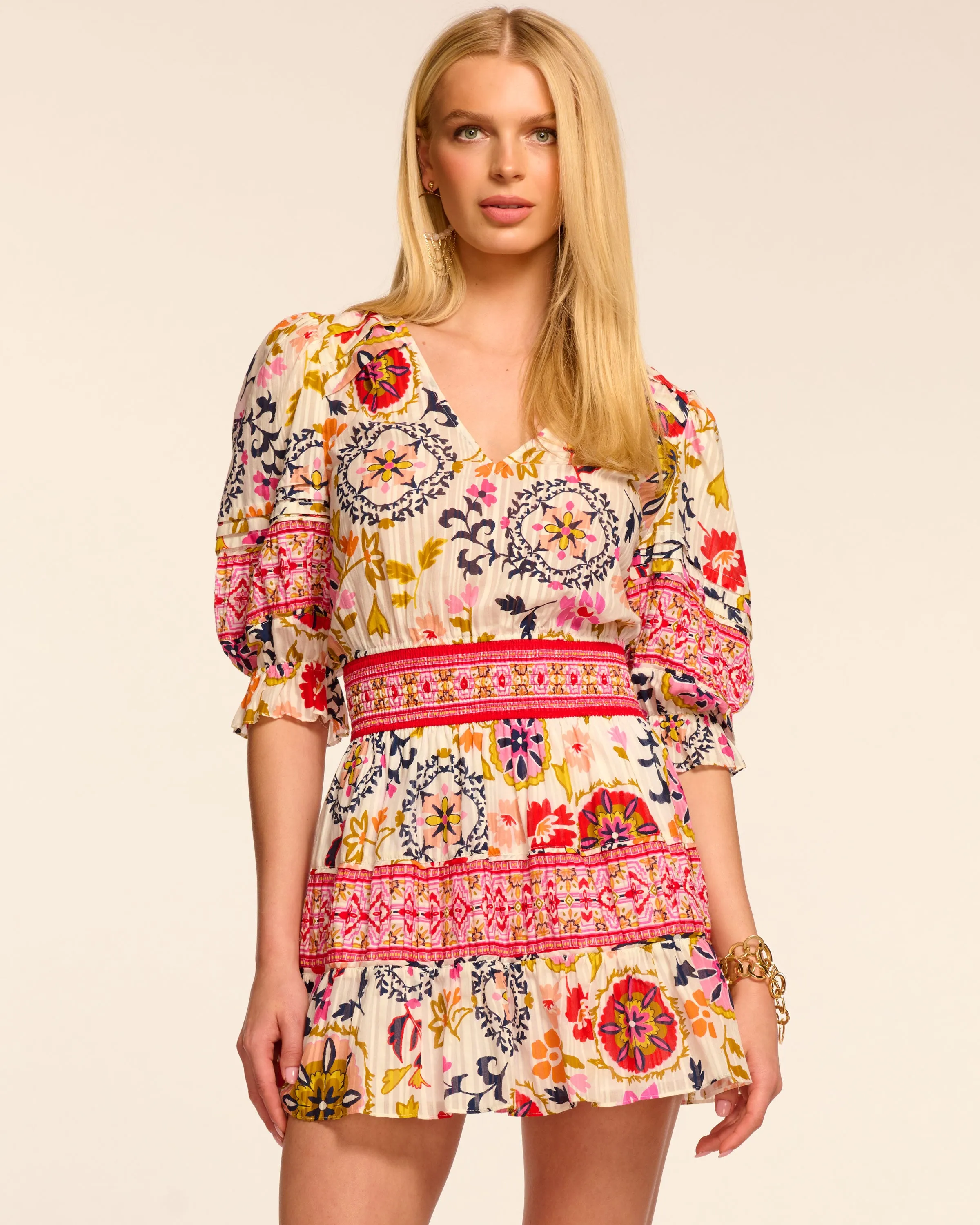 Barbara Short Sleeve Smocked Mini Dress