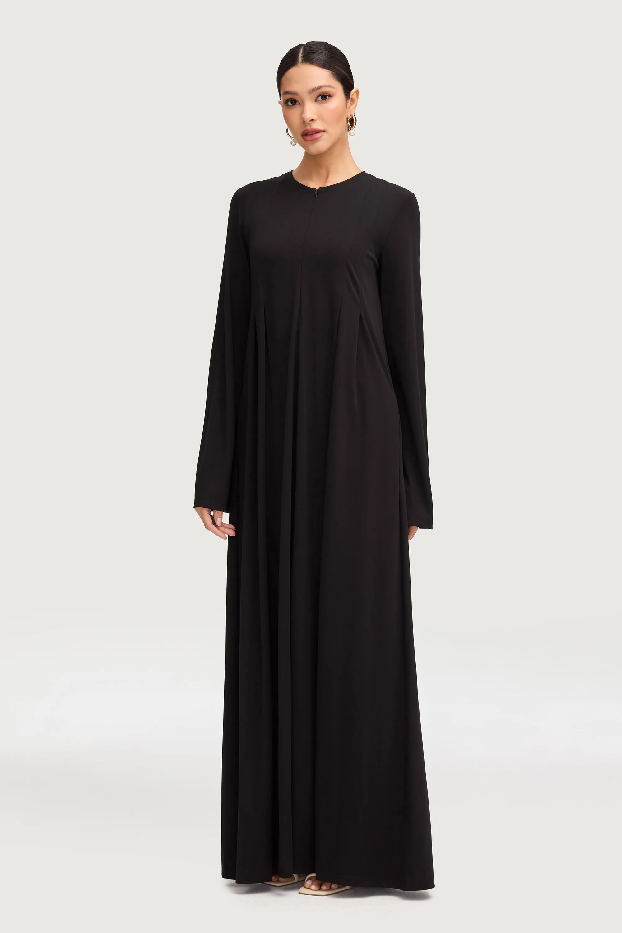 Basima Zip Front Abaya - Black