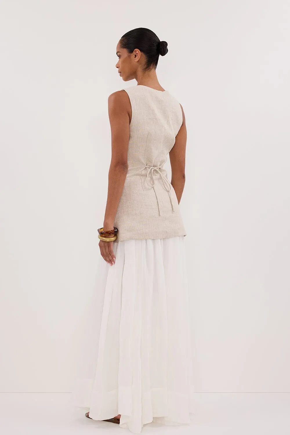 BAYLEE NATURAL SLEEVELESS LINEN TOP