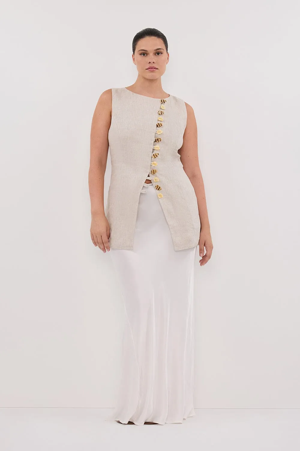 BAYLEE NATURAL SLEEVELESS LINEN TOP