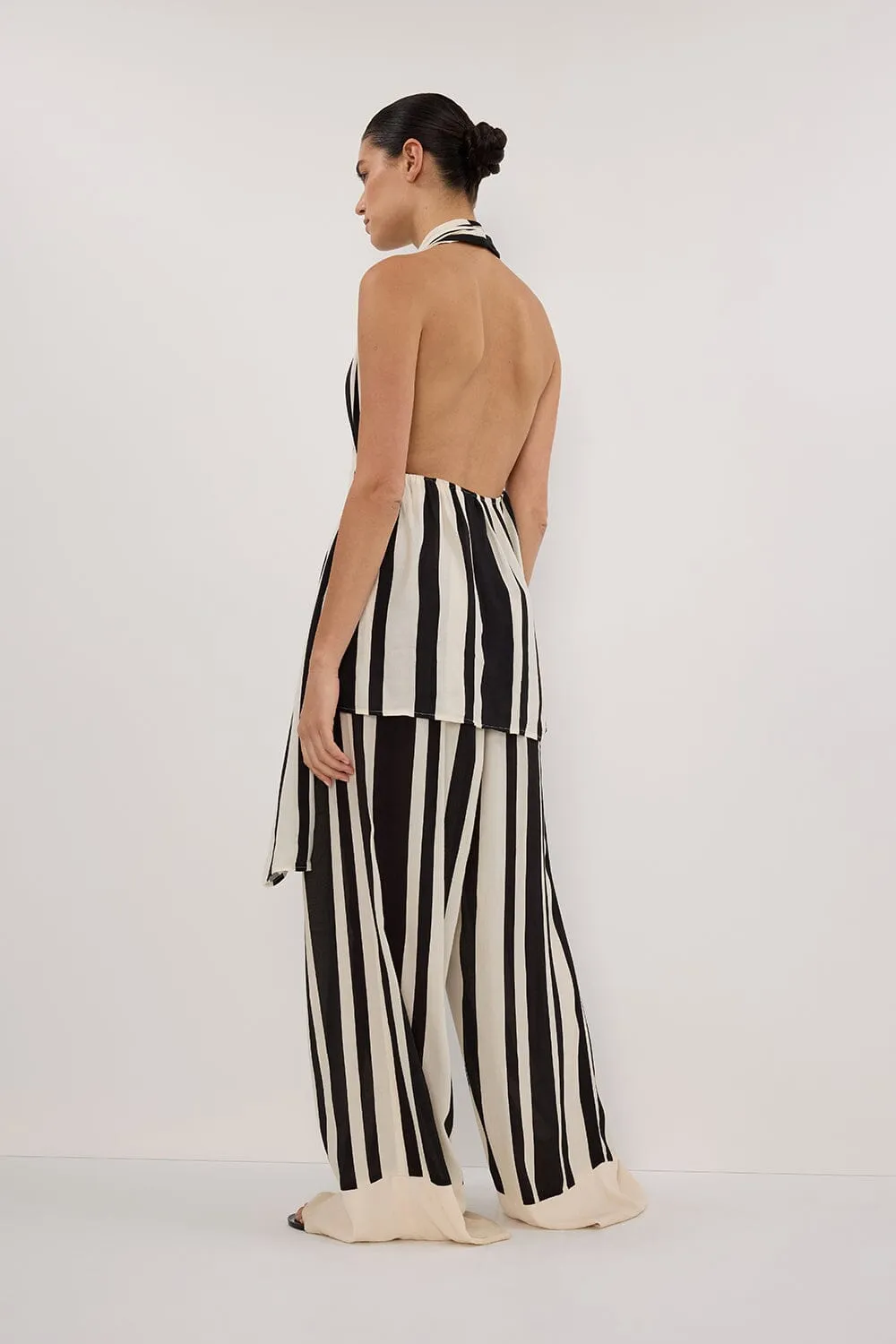 BEAU BLACK STRIPE HALTER TOP