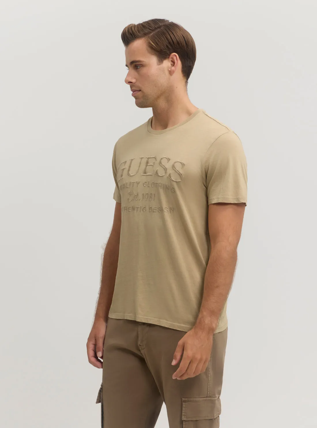 Beige Logo Short Sleeve T-Shirt