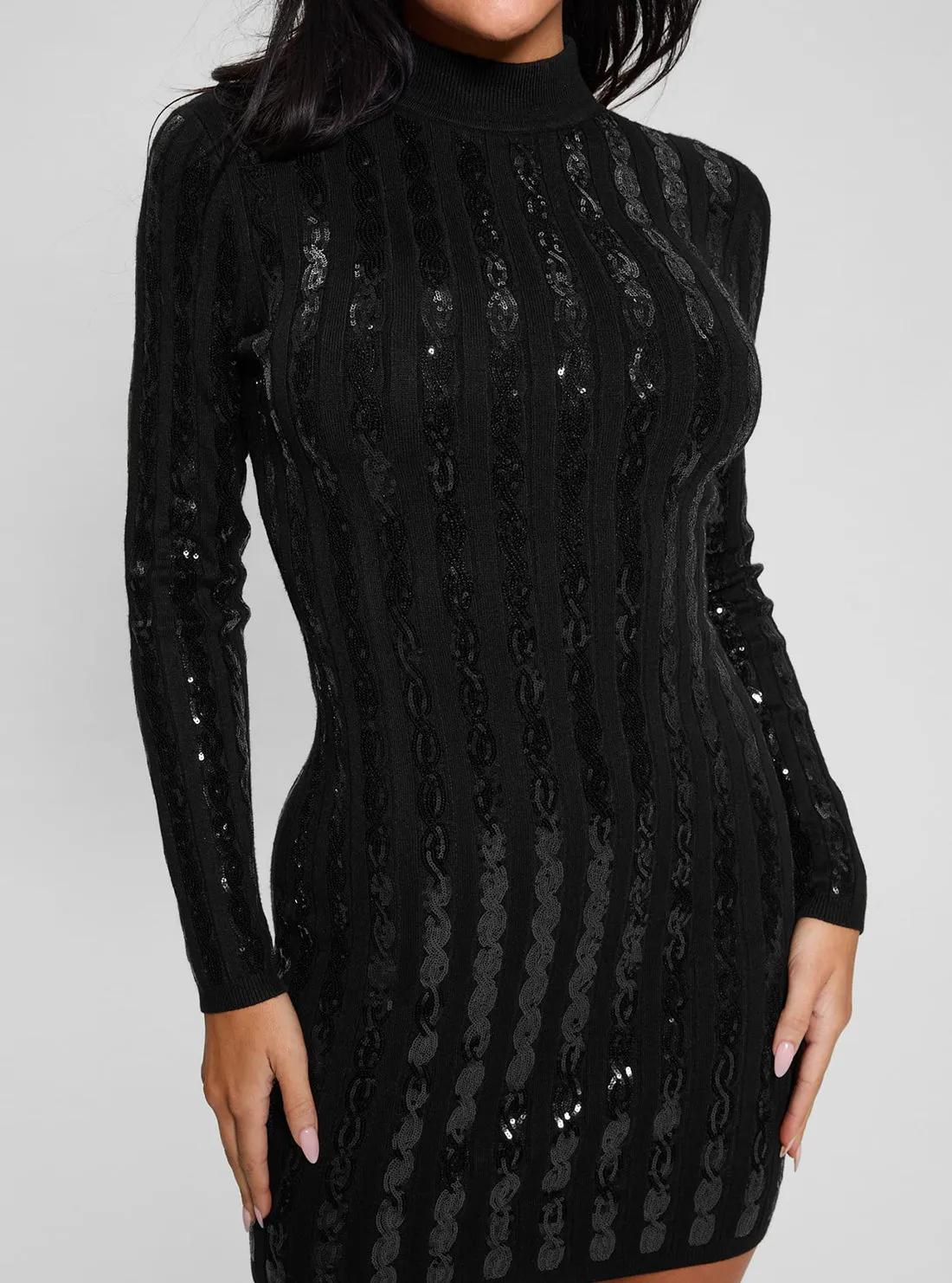 Black Sequin Bailey Mini Dress