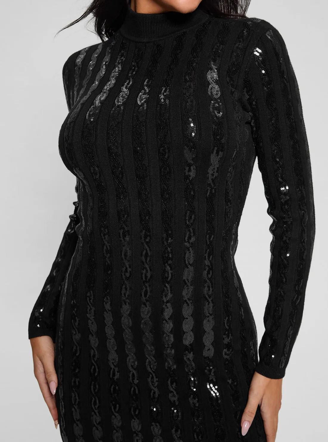 Black Sequin Bailey Mini Dress