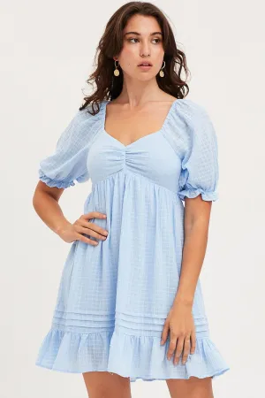 Blue Dress Short Sleeve Mini