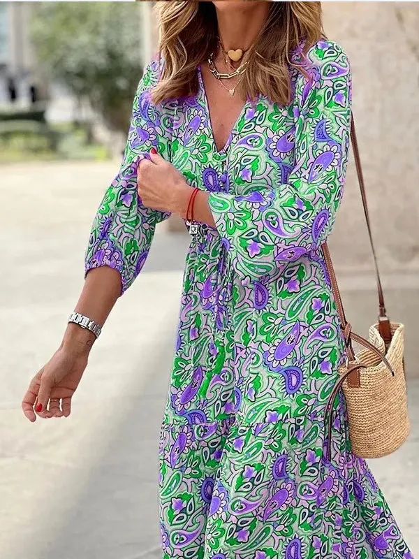 Bohemia Elegant Long Sleeve Maxi Dress