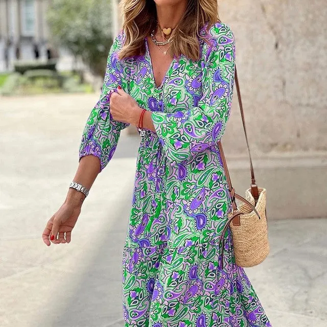 Bohemia Elegant Long Sleeve Maxi Dress