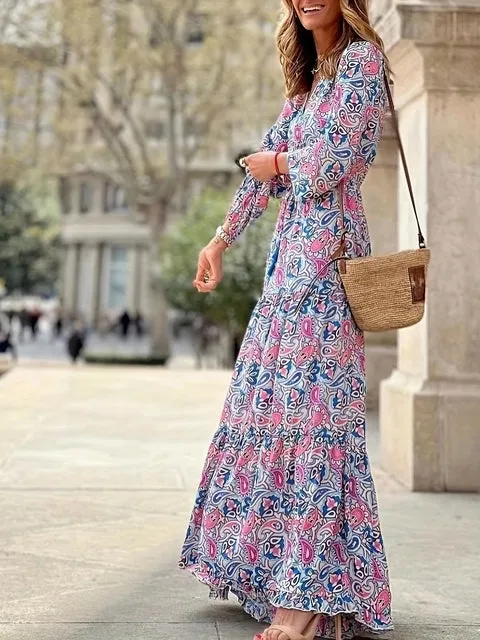 Bohemia Elegant Long Sleeve Maxi Dress