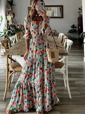 Bohemia Elegant Long Sleeve Maxi Dress