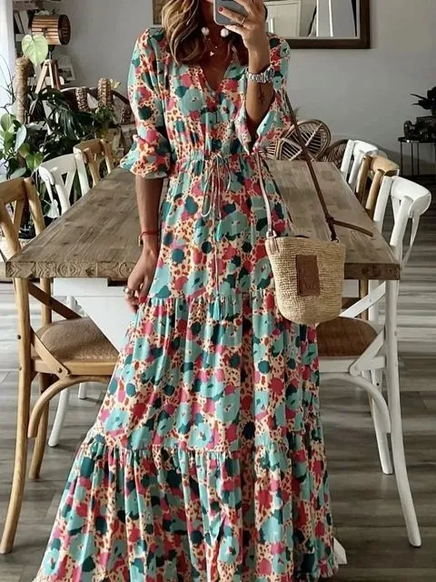 Bohemia Elegant Long Sleeve Maxi Dress