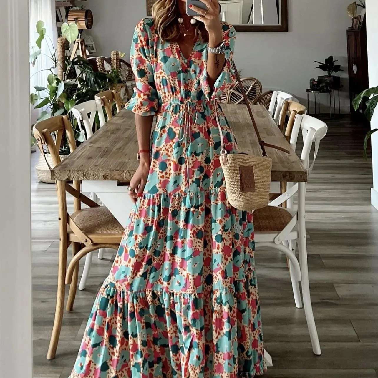 Bohemia Elegant Long Sleeve Maxi Dress
