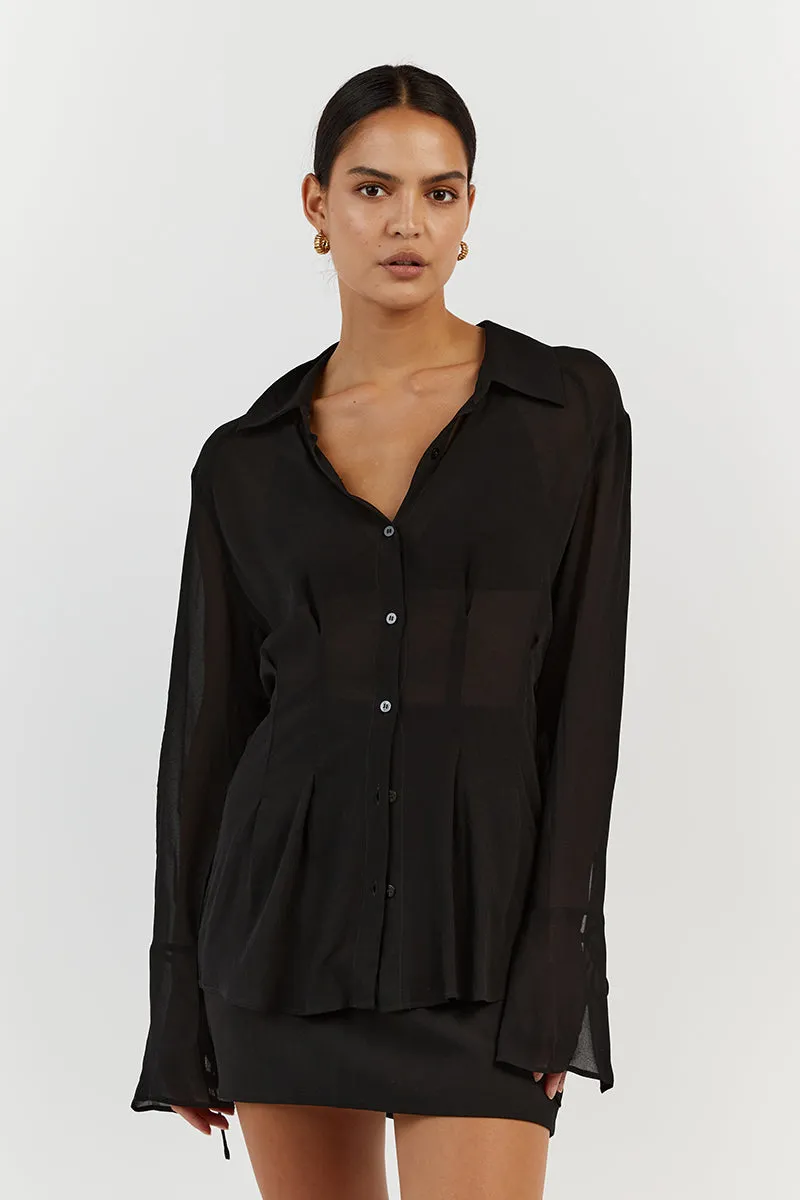 BOWIE BLACK SHEER VISCOSE SHIRT