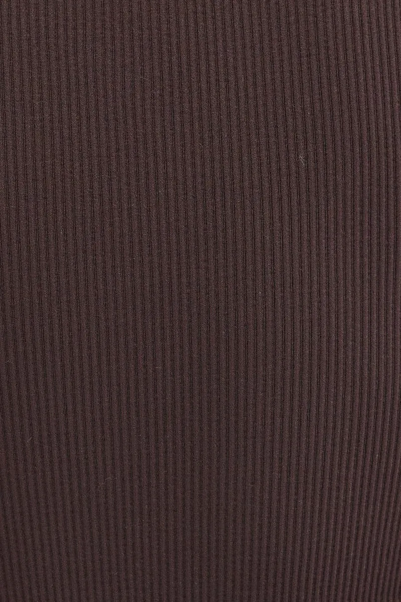 Brown T Shirt Short Sleeve V Neck Seamless