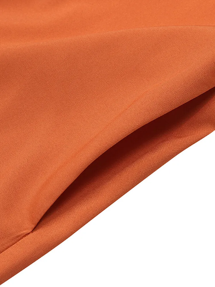 Button Front Kaftan Robe Long Sleeve Shirt Pocket Women Maxi Dress