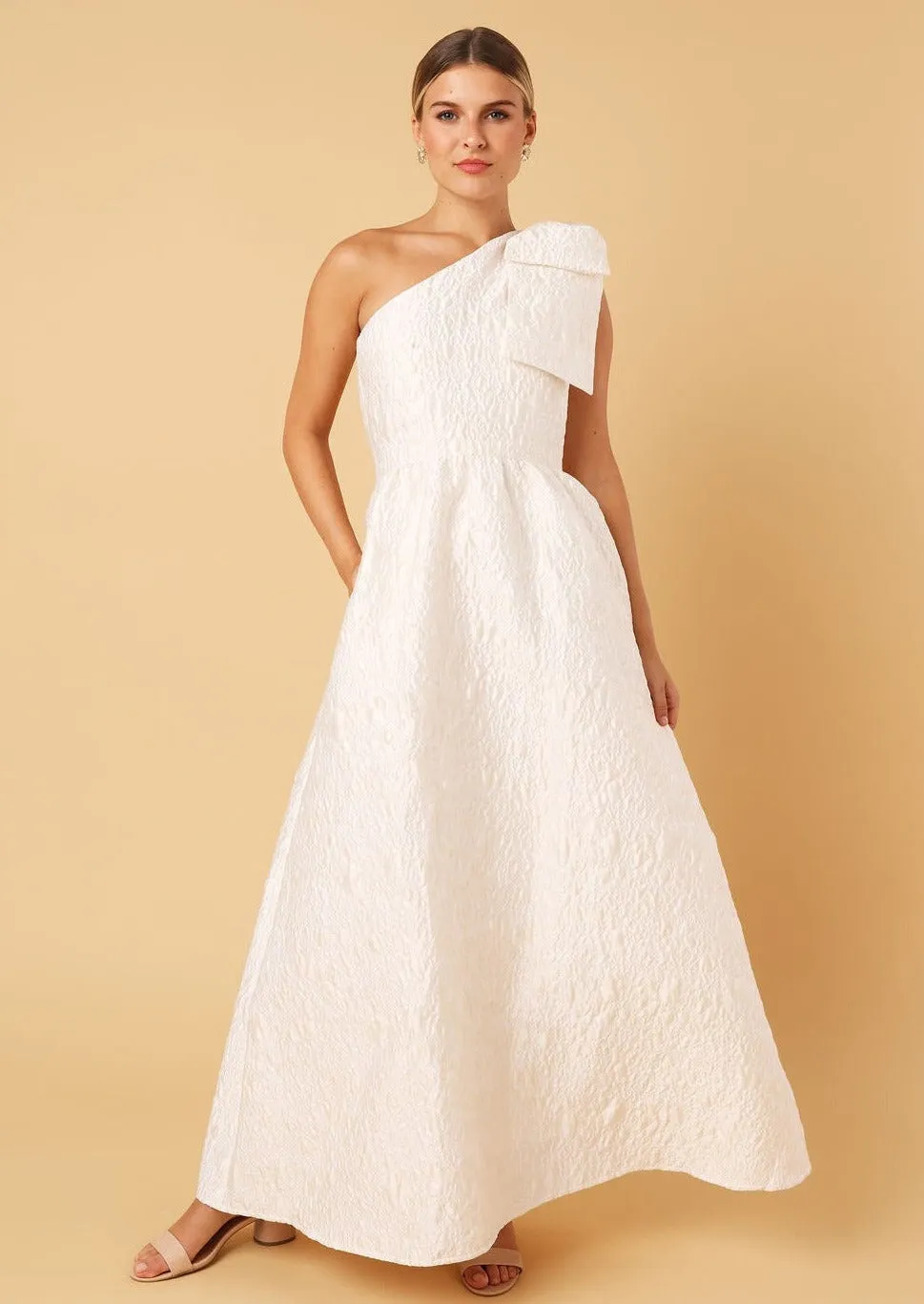 Caroline Gown White Bubble Jacquard