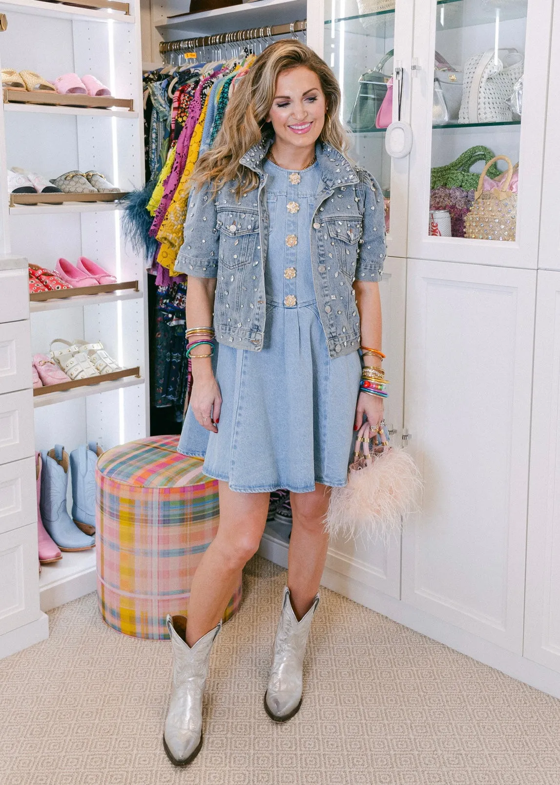 CARRIE JEWEL BUTTON DENIM DRESS