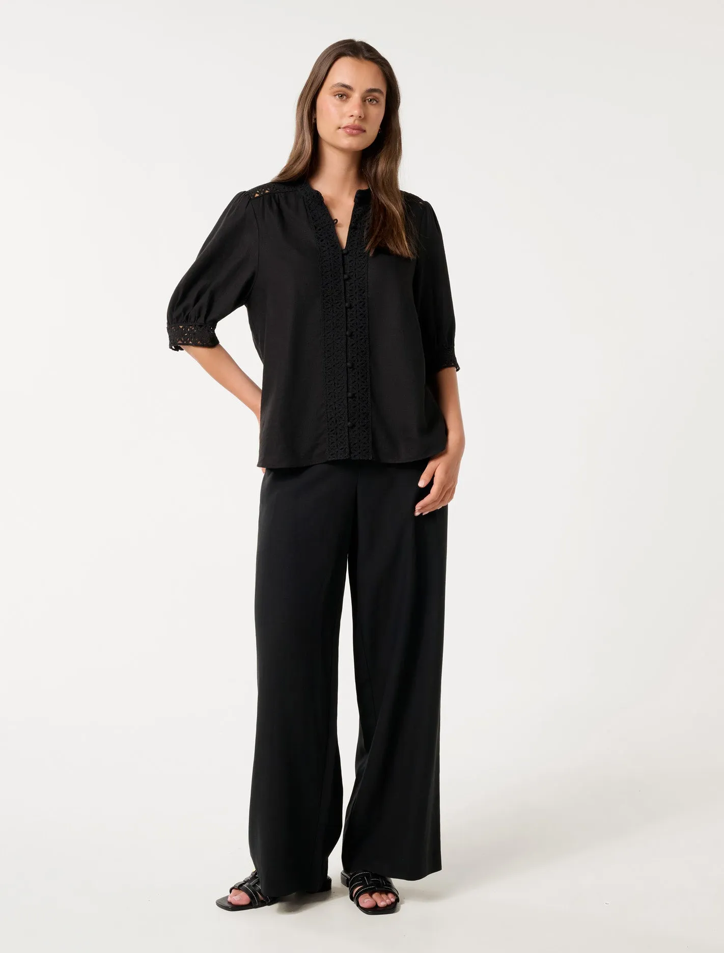 Cassie Crochet Trimmed Blouse