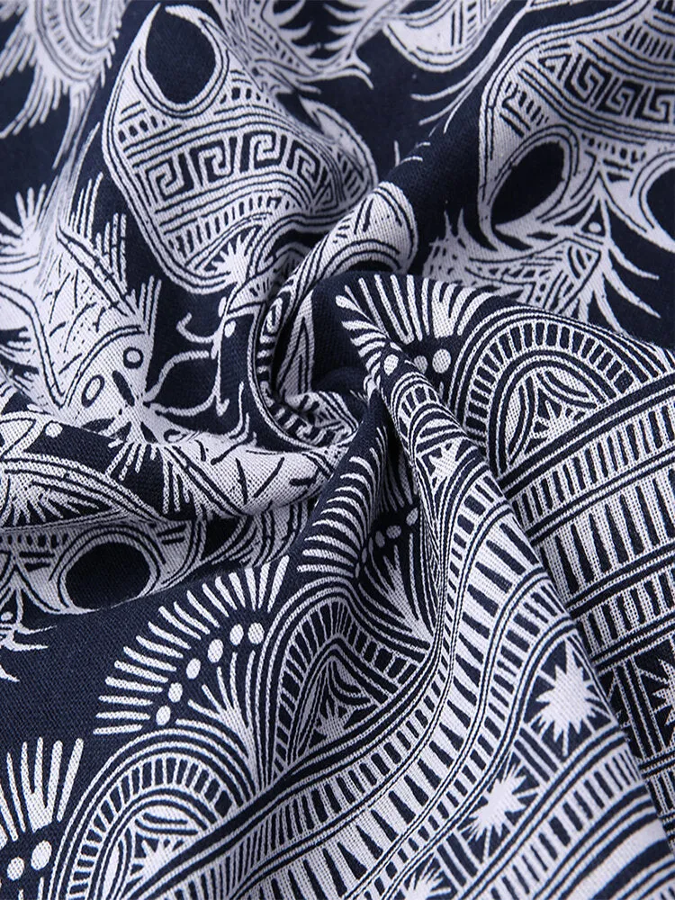 Casual Loose Printed Short Sleeve Pockets Women Maxi Dress