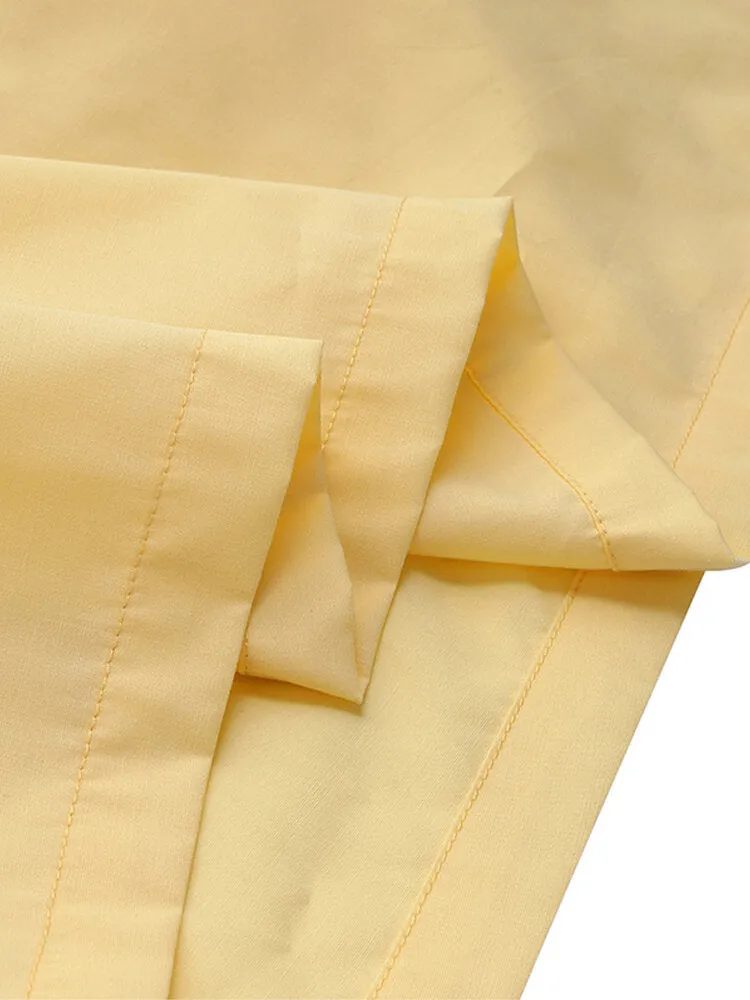 Casual Mustard Yellow Long Sleeve Loose Women Maxi Dress