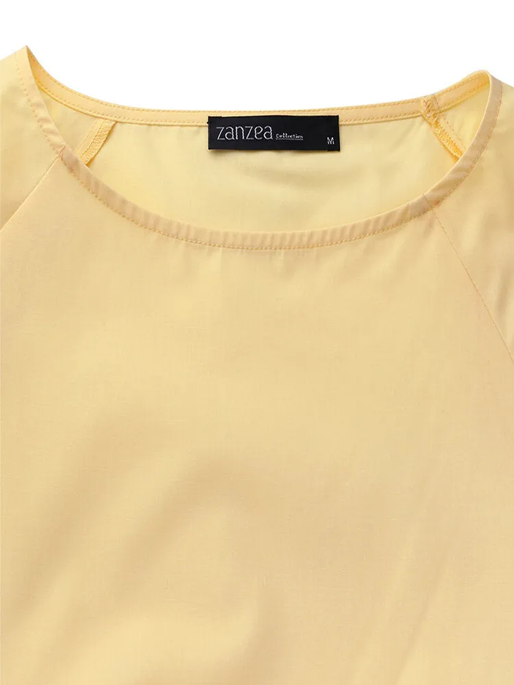 Casual Mustard Yellow Long Sleeve Loose Women Maxi Dress