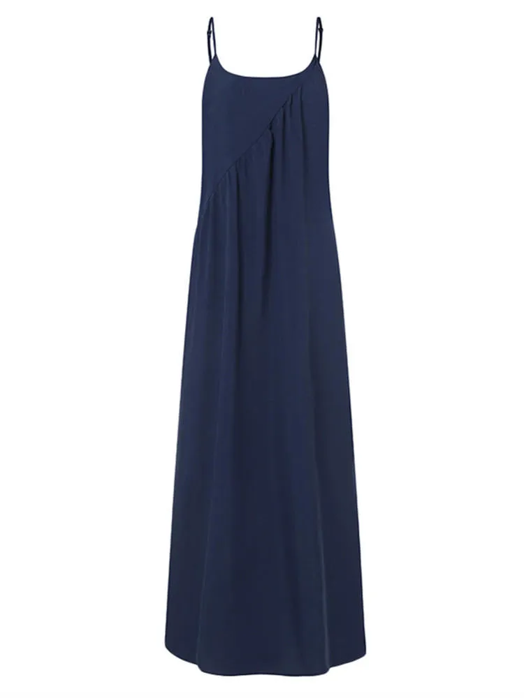 Casual Sleeveless Solid Summer Long Women Maxi Dress