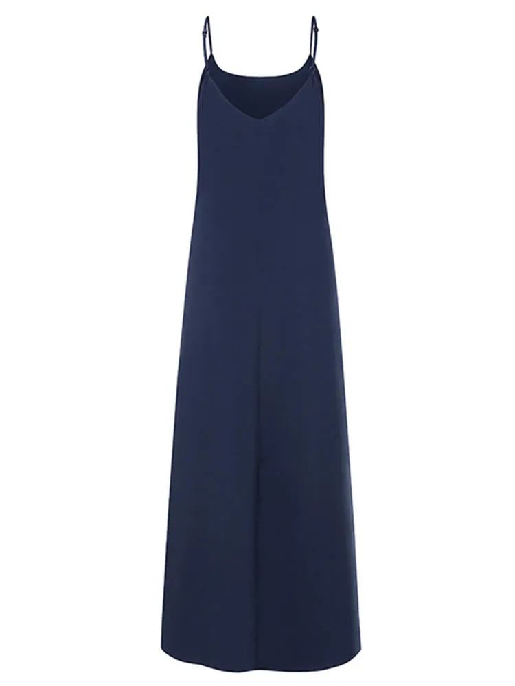 Casual Sleeveless Solid Summer Long Women Maxi Dress