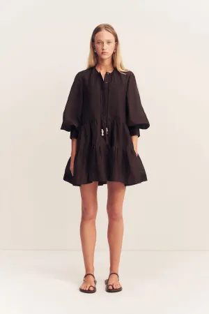 CELESTE TIERED MINI DRESS - GANACHE