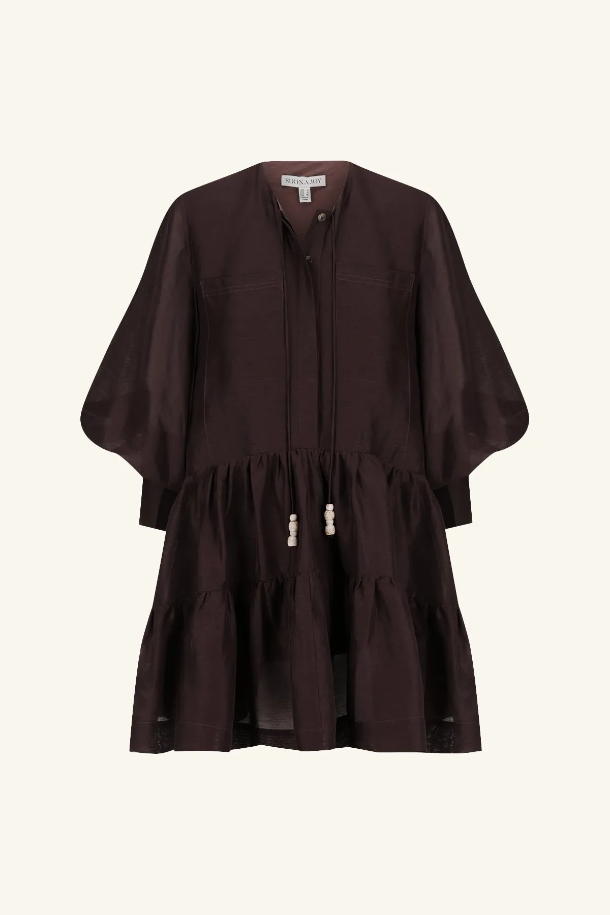 CELESTE TIERED MINI DRESS - GANACHE