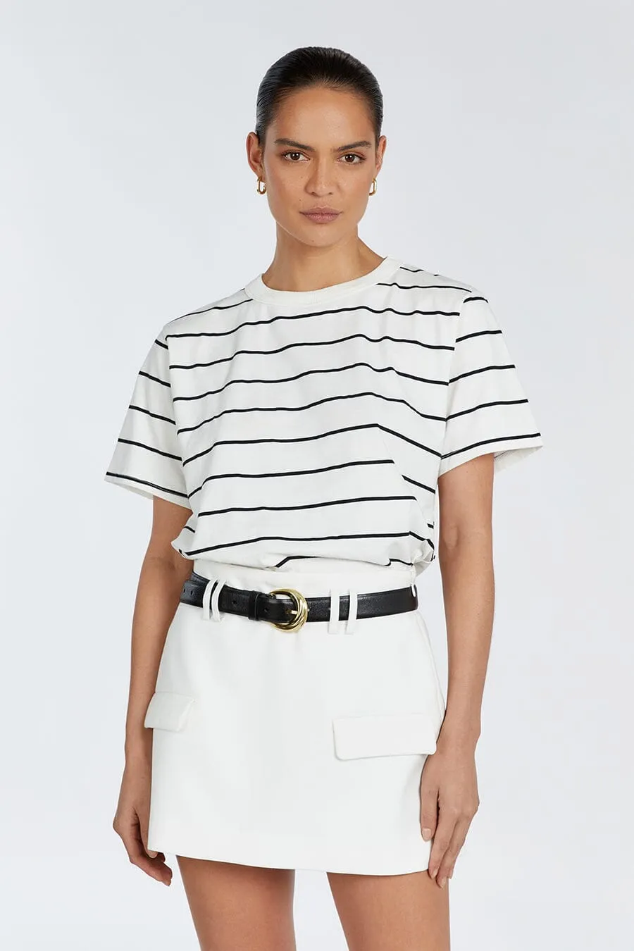 CHARLOTTE OFF WHITE STRIPE TEE