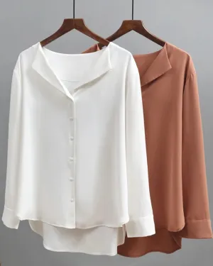 Chiffon Blouses Women Long Sleeve Casual Shirt
